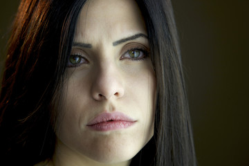 Closeup of sad beautiful woman