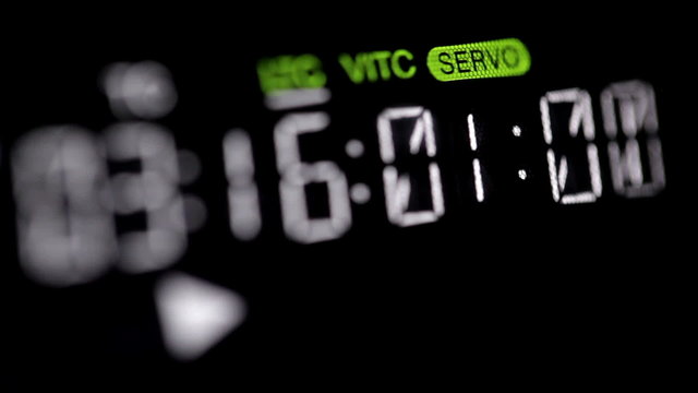 Timecode running on the professional vcr.