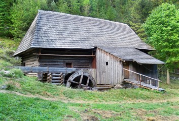 Preserved wooden water-sawmill in Oblazy
