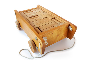 Building blocks in toy cart