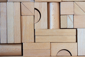 Building blocks in different shapes as a background