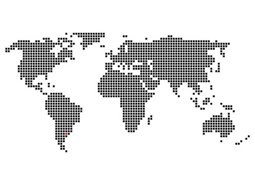 Pixelweltkarte mit Markierung von Buenos Aires