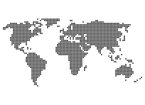Pixelweltkarte mit Markierung von Istanbul
