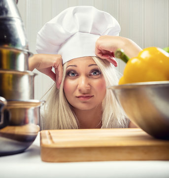 Portrait Of Overworked Woman Cook