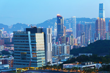 Fototapeta na wymiar Building in Hong Kong at dusk