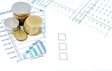 Coins and business graph