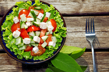 salad with vegetables and greens.