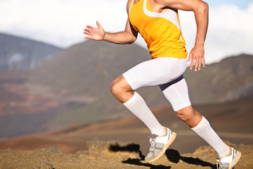 Running sport fitness man - closeup