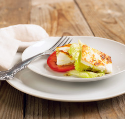 Fried Halloumi Cheese and tomato salad