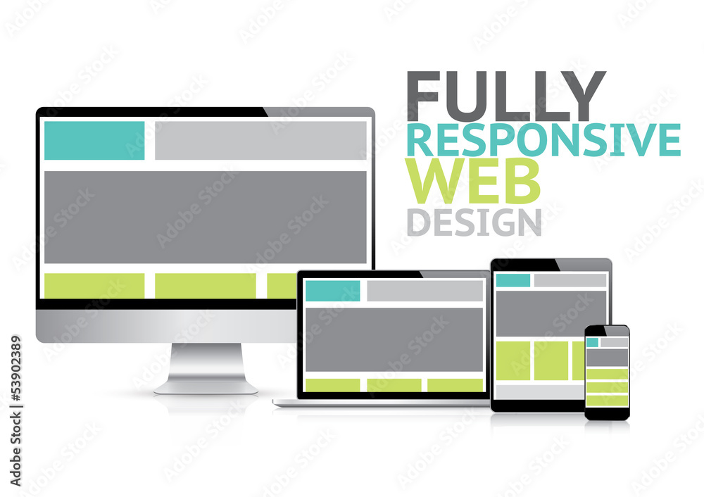 Wall mural ully responsive web design concept, electronic devices vector