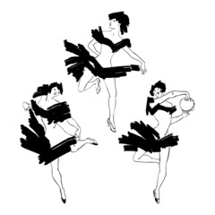 Cabaret dancer vector silhouettes set