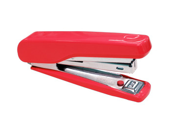 Red stapler isolated on white