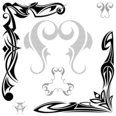 Set of black elements Tribal tattoo