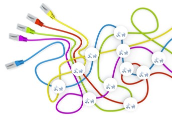 baby buggy icon nodes in network cable chaos