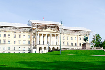 Fototapeta premium Royal Palace under construction in Oslo Norway