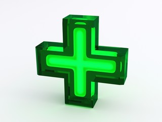 Green Medical Cross Sign