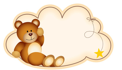 Teddy bear lying on the cloud