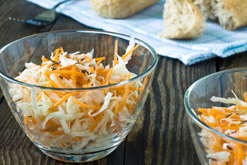 Coleslaw salad with shredded cabbage and carrot