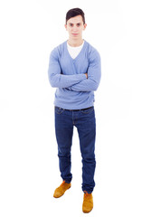 Naklejka premium young casual man full body in a white background
