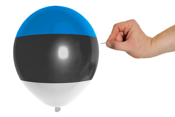 Bursting balloon colored in  national flag of estonia