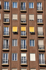 Fassade eines Backsteinhauses