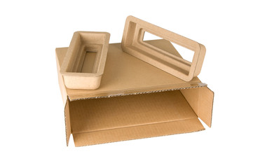 open shipping cardboard box isolated