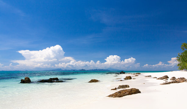 beach on an uninhabited island in the Andaman sea
