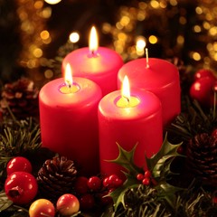 Wreath with three burning candles
