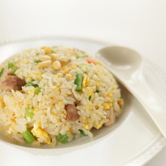 chinese food, chicken and green bean fried rice