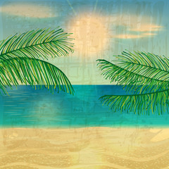 Fototapeta na wymiar Retro beach illustration