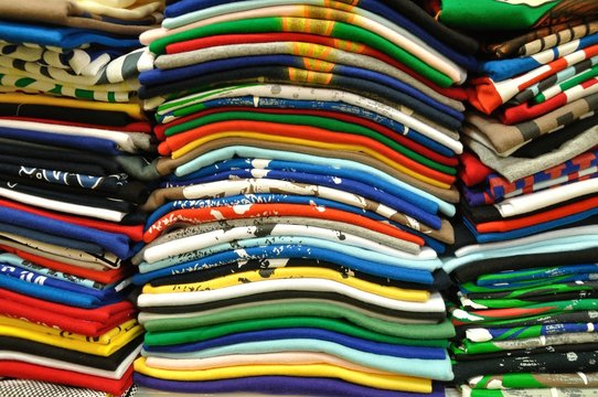 Stack of Colorful t-shirt