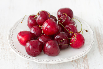 fresh cherry on plate