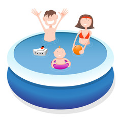 Family in pool