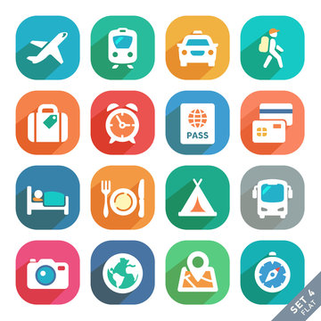 Traveling and transport Flat icons for Web and Mobile Applicatio