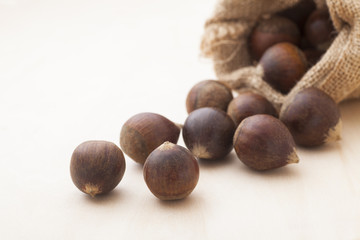 chestnuts spilled out from the burlap
