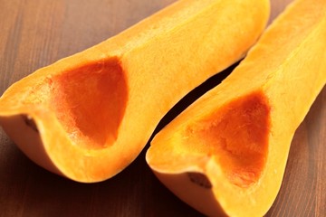 Close-up of cutted squash, preparation for cooking