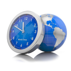 world time concept: gloube with clock