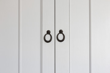 Wooden classic white door in horizontal