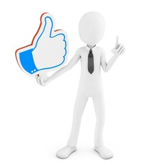 3d man with  like symbol