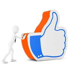 3d man with  like symbol
