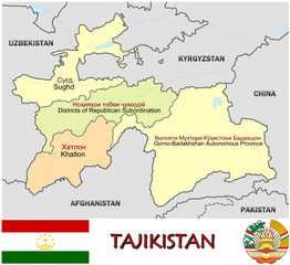 Tajikistan Asia national emblem map symbol motto