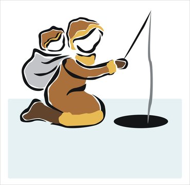 mujer esquimal pescando