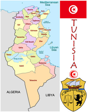 Tunisia Africa national emblem map symbol motto