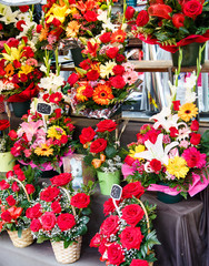 Fototapeta na wymiar Many Bouquets in a Flower Shop