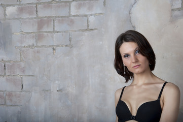 Young woman in black lingerie