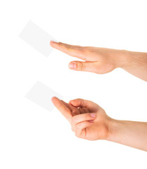 Fototapeta premium Calling card in a hand isolated