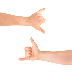 Be on a call hand gesture isolated