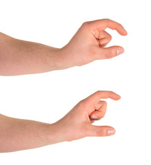 Tiny and bigger hand gesture isolated