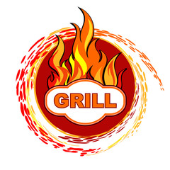 Grill sticker on fiery background design - 53928708