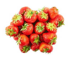 Pile of red strawberries isolated